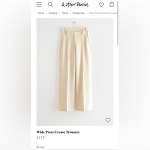 & Other Stories Wide Press Crease Trousers.